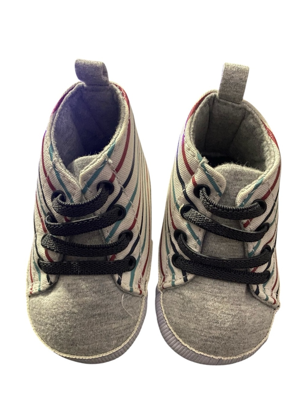 child of mine Grey Baby High-Top Sneakers with Multicolor Stripes